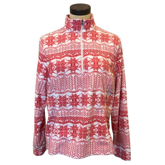 LAND'S END Therma Check Red/White Pullover Top Shirt size M P - Picture 1 of 8